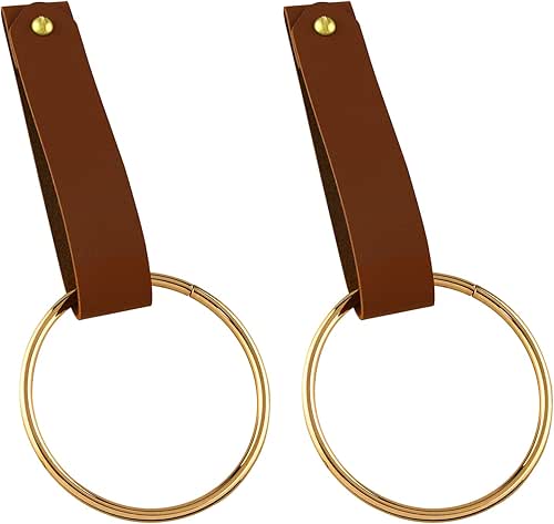 2Sets Artificial Leather Strap Hangers Wall Mounted Hook Hanging Strap