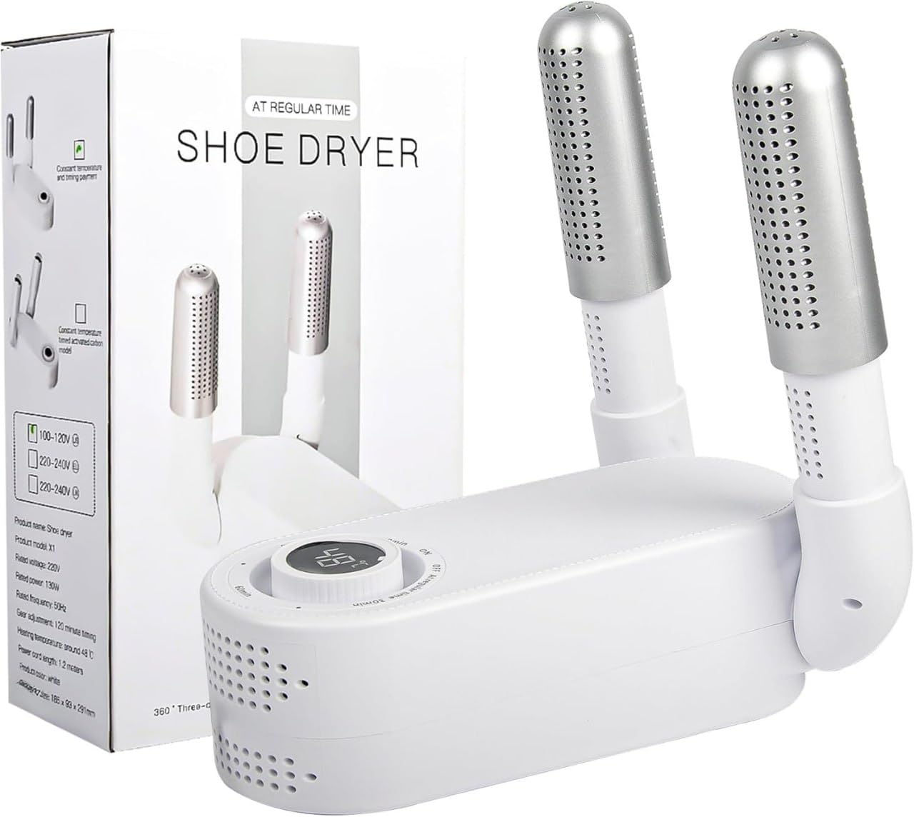 Boot Dryer for Work Boots, White, 360° Heat Blower with 4 Intelligent Drying Cycles, Foldable and Hanging Design Helmets and Socks, 400 Grams-image-41