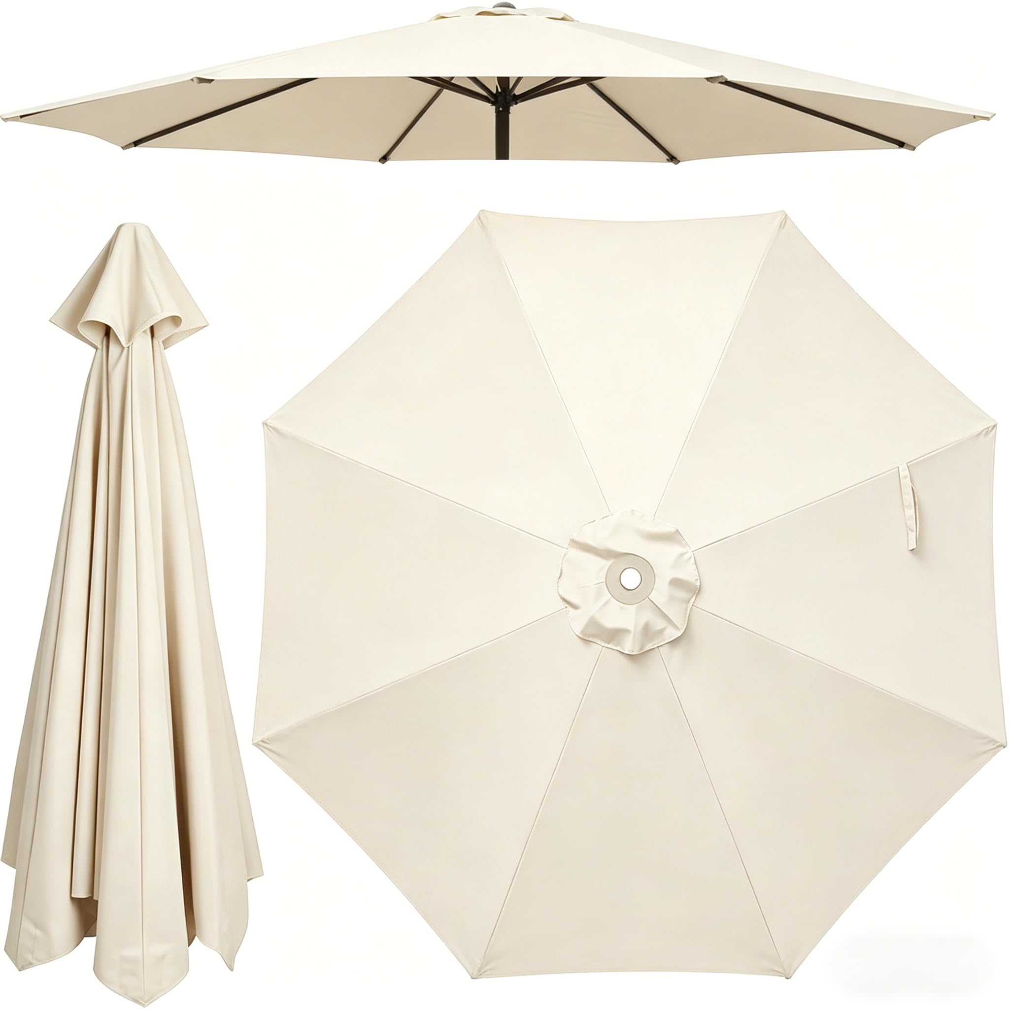 3m 8-Rib Garden Parasol Canopy Replacement, UV & Waterproof