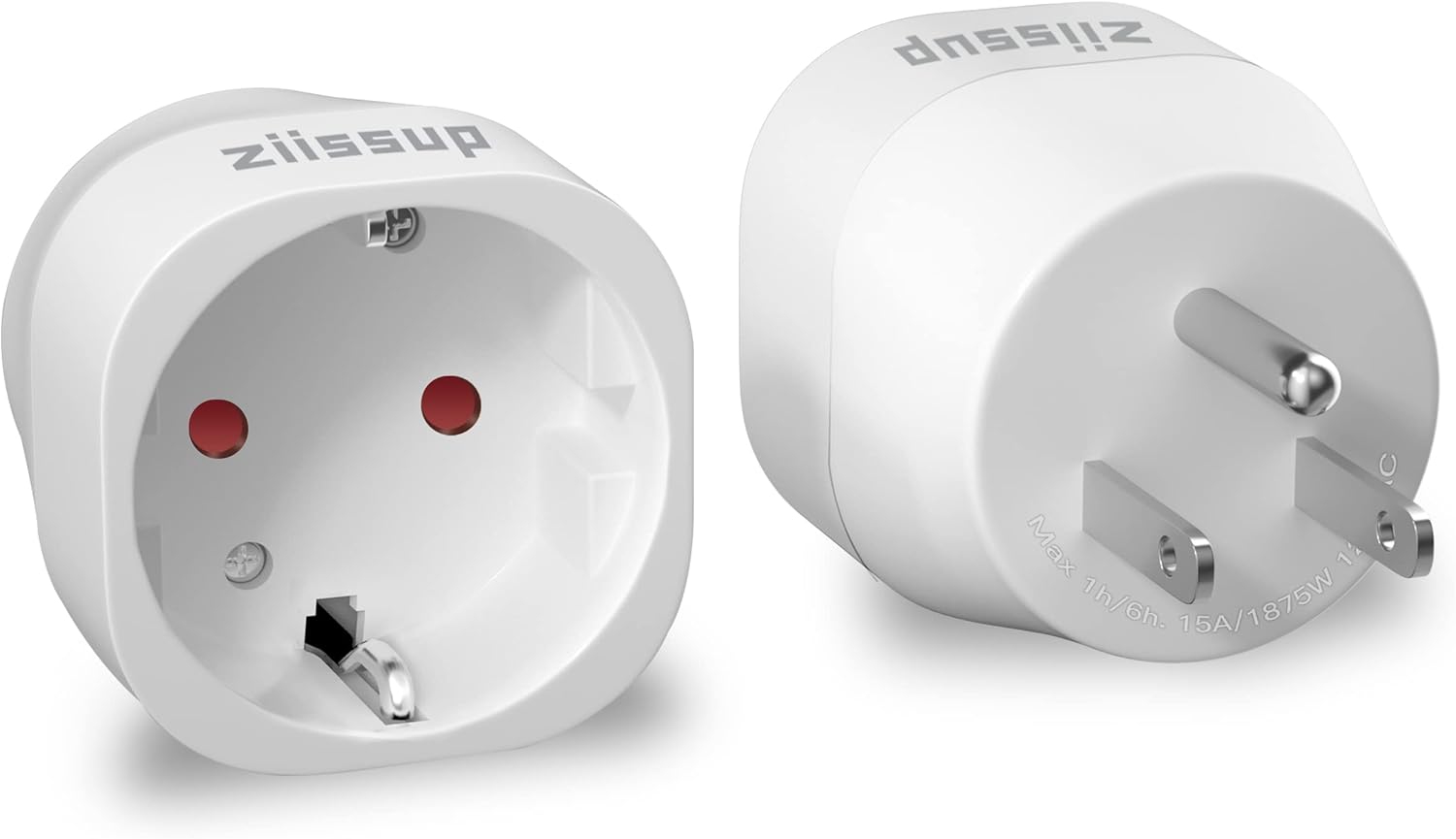 European to USA Plug Adapter, EU to US Plug Adapter, Europe to USA Travel Converter for Most of Europe EU Spain France Type C/E/F Plugs to US Power Adapter, 1-Pack. White