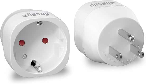 European to USA Plug Adapter, EU to US Plug Adapter, Europe to USA Travel Converter for Most of Europe EU Spain France Type C/E/F Plugs to US Power Adapter, 1-Pack. White