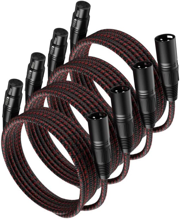 XLR Cables 6 FT 4 Pack, XLR Microphone Cable 3-Pin Male to Female Balanced Mic Cable XLR to XLR Speaker Heavy Duty Mic Patch Cords for Microphones, Mixer, XLR Speaker Systems etc