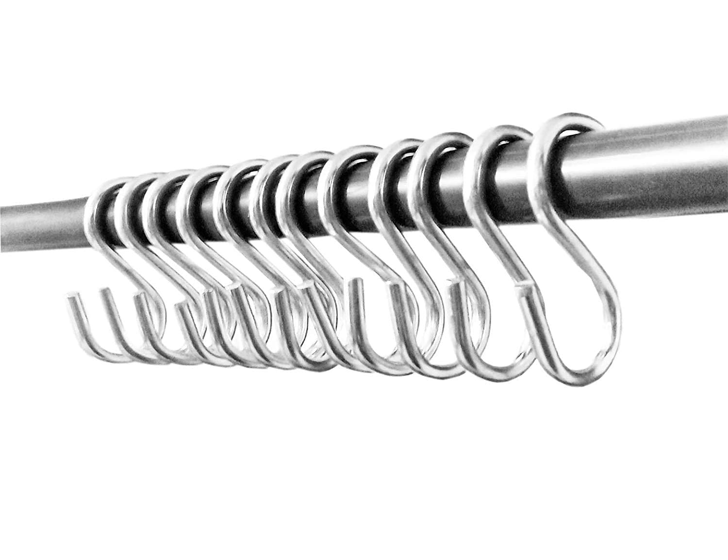Vastra Stainless Steel Multipurpose S-Hook Sling Type, Organizer for Cupboard, Hangers, Travelling, Kitchen Hanging Hook, Cloth Hanger Hook, Bathroom Hook (Pack of 12 Hooks)