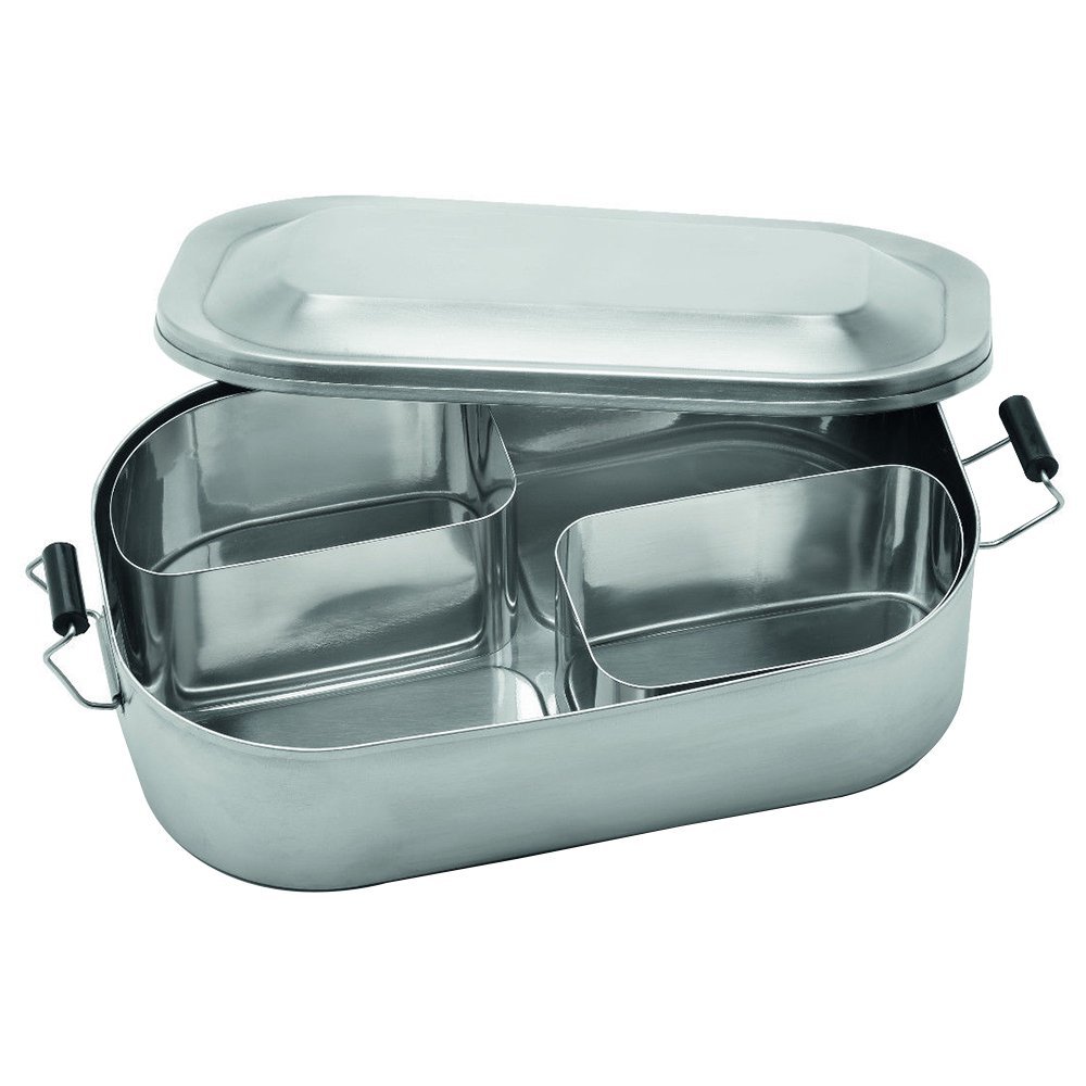 Weis Vesper Lata Grande con 2 Compartimentos, Acero Inoxidable, Plata, 24.5 x 15.7 x 6.5 cm, 1 Unidades