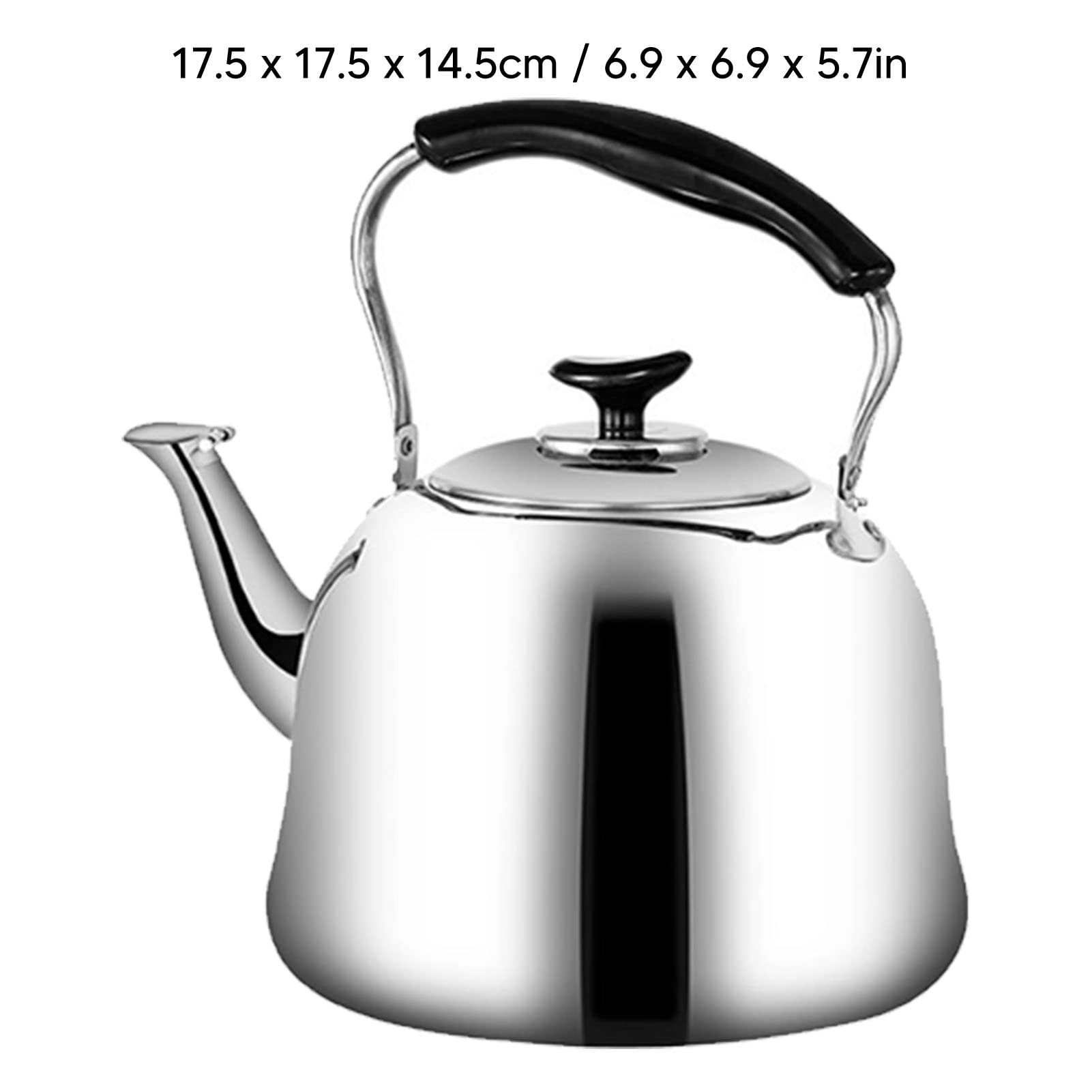 Agatige Whistling Tea Kettle, 2L Stainless Steel Portable Large Opening Teapot Water Kettle Coffee Kettle with Tea Filter for Stove Top Gas Induction Cooker