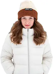 Gorro de malha de inverno, gorro de nylon acrílico com punho quente para homens e mulheres, chapéu térmico para clima frio ao ar livre para uso diário em viagens