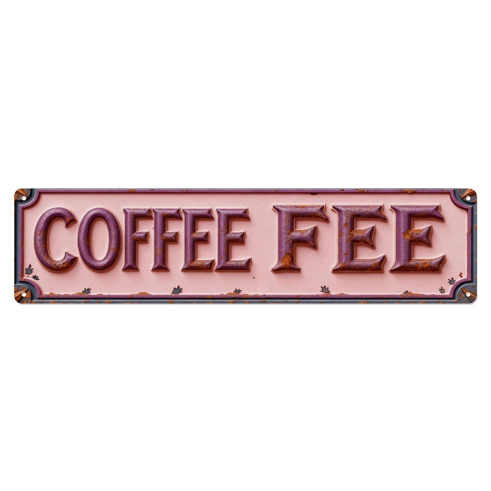 Coffee Fee Sign Pattern Metal Tin Sign Plaque