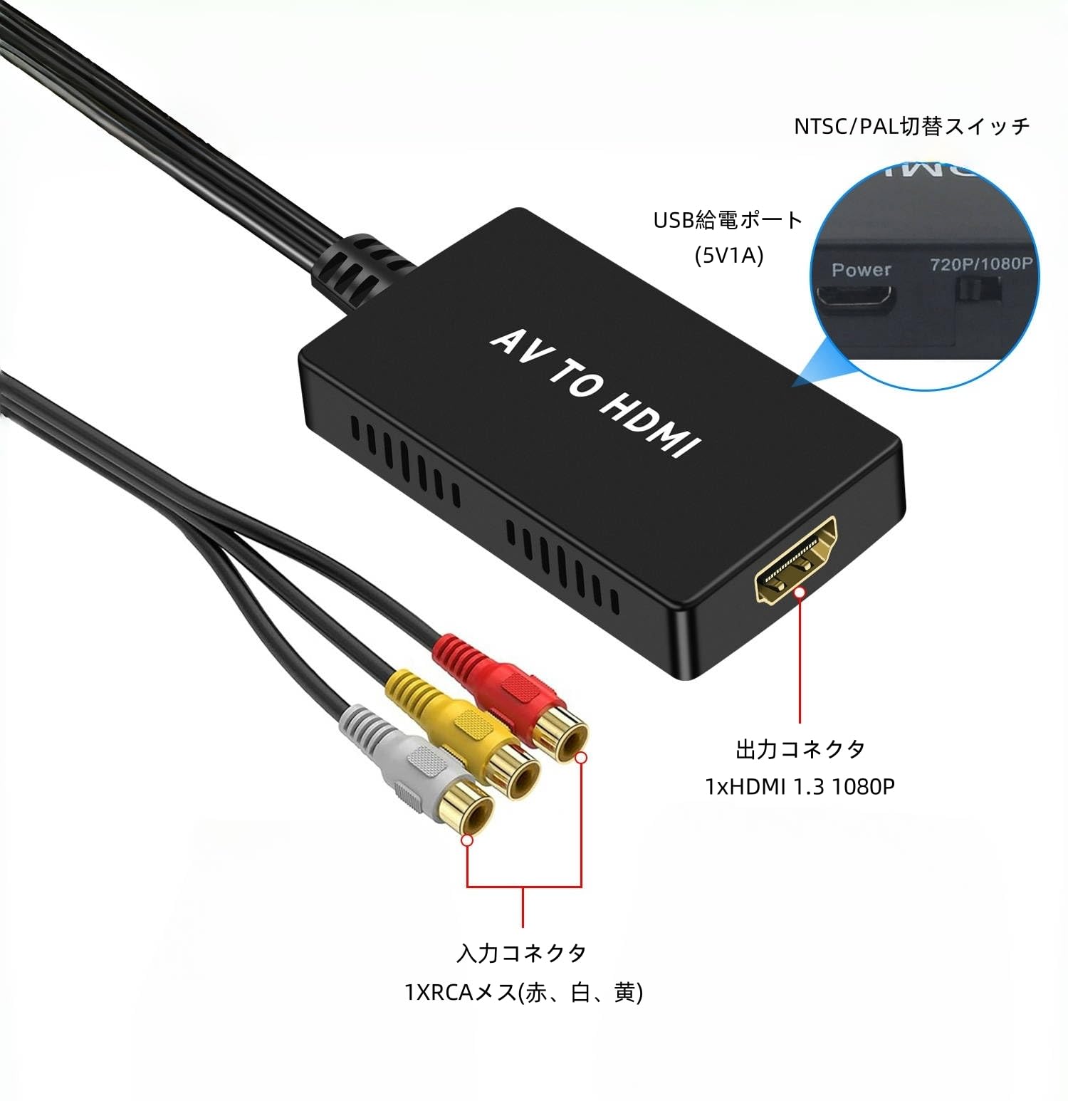 Amazon.co.jp: RCA to HDMI 変換コンバーター AVコンポジット to hdmi