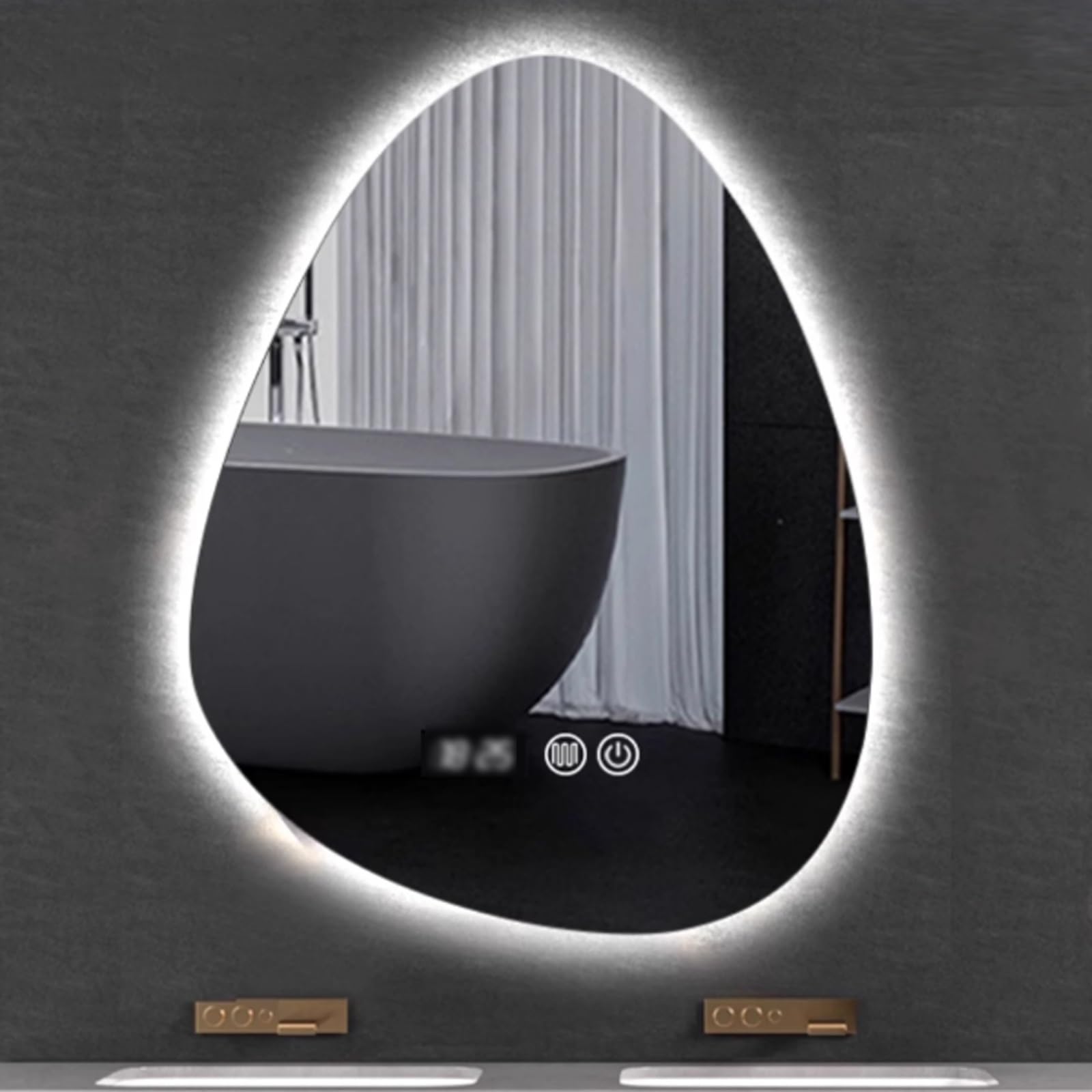 WJFTODAY Modern LED Bathroom Mirror - Wall-Mounted Vanity Mirror with Dimmable 3-Color Lighting, Anti-Fog, Time & Temperature Display, Shatterproof, 60x80CM - Stylish & Functional