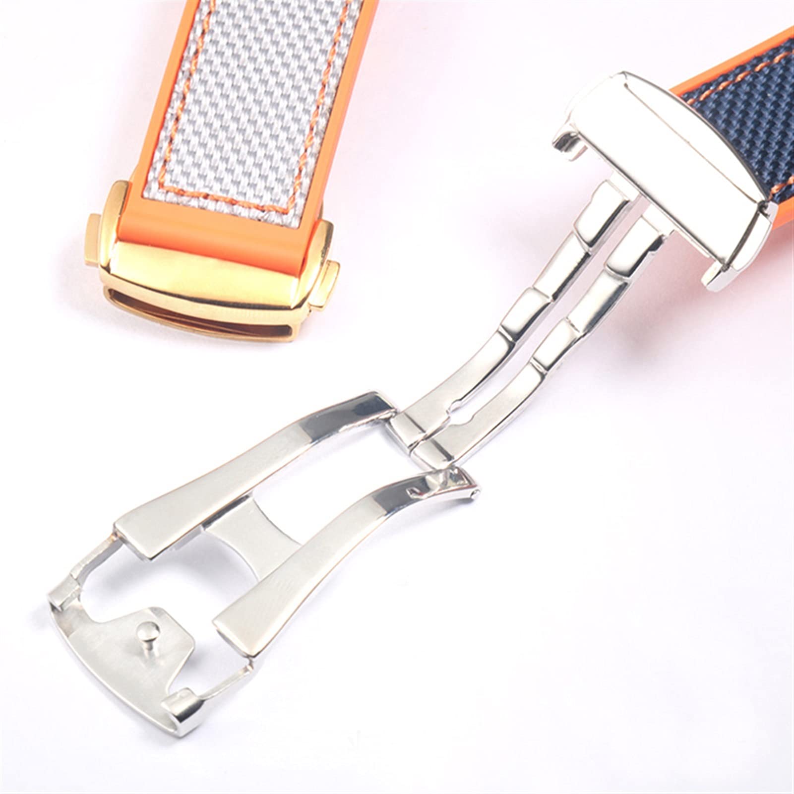 Correa de Caucho de Nailon Omega para Hombre con Cierre Plegable, Accesorio para Reloj, Cadena de Silicona