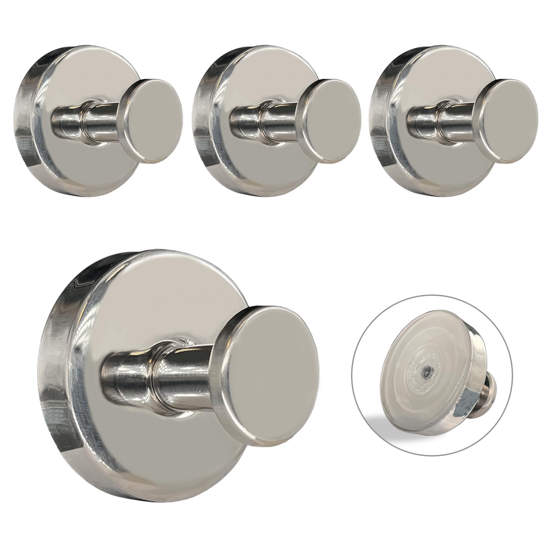 Welsa Suction Cup Hooks for Shower - Stainless Steel, Strong Suction, No Drill, Removable Hanger - Tile Bathroom Kitchen Wall, Glass Door, Mirror Hook Hanging Robe, Towel Holder (4 Pack, Chrome) — image 1