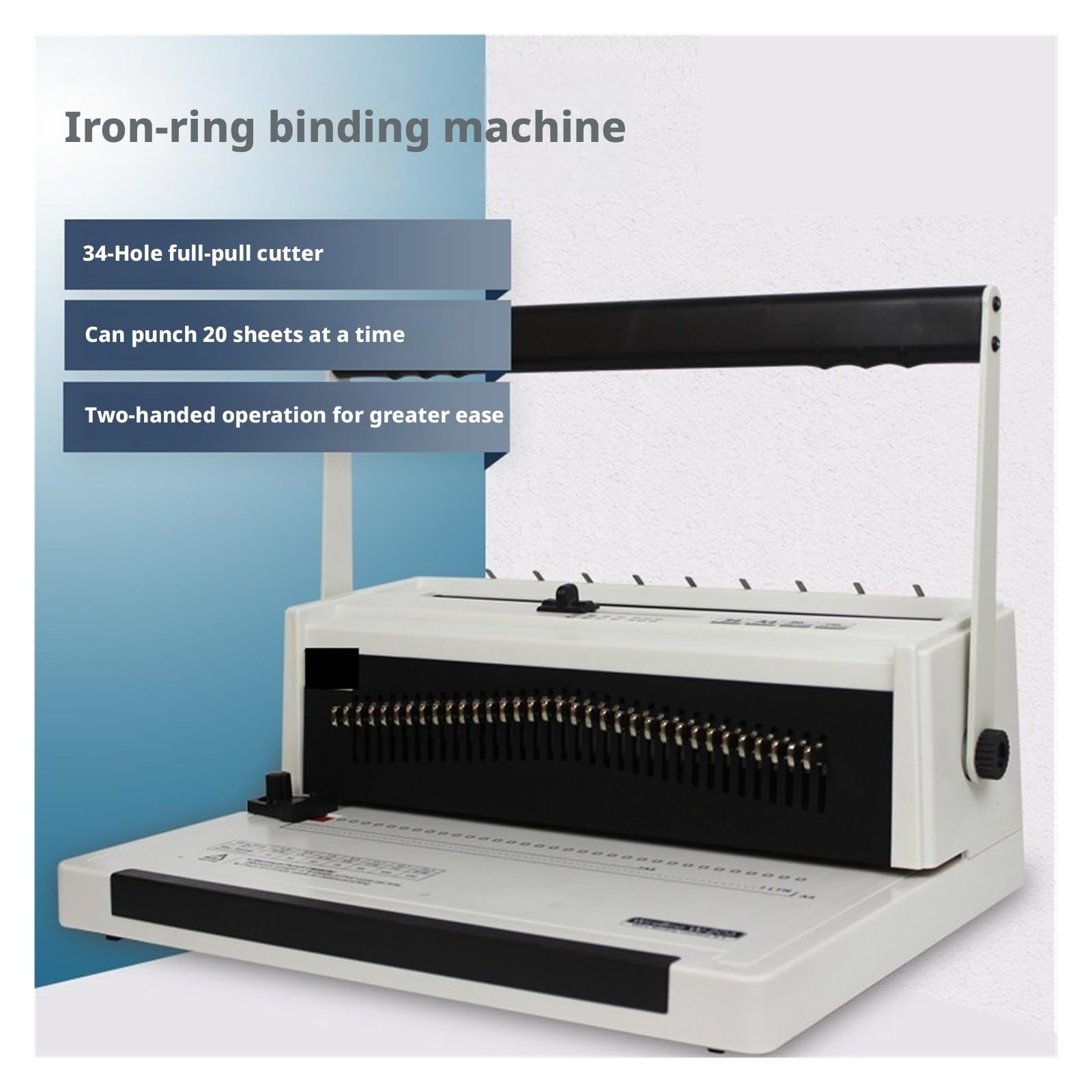 Rund-/Quadratlocher mit vollständiger Entriegelung, 34-Loch-Drahtbindemaschine mit zwei Schlaufen for Büro/Schule/Zuhause Heimschulprojekte(Square hole)
