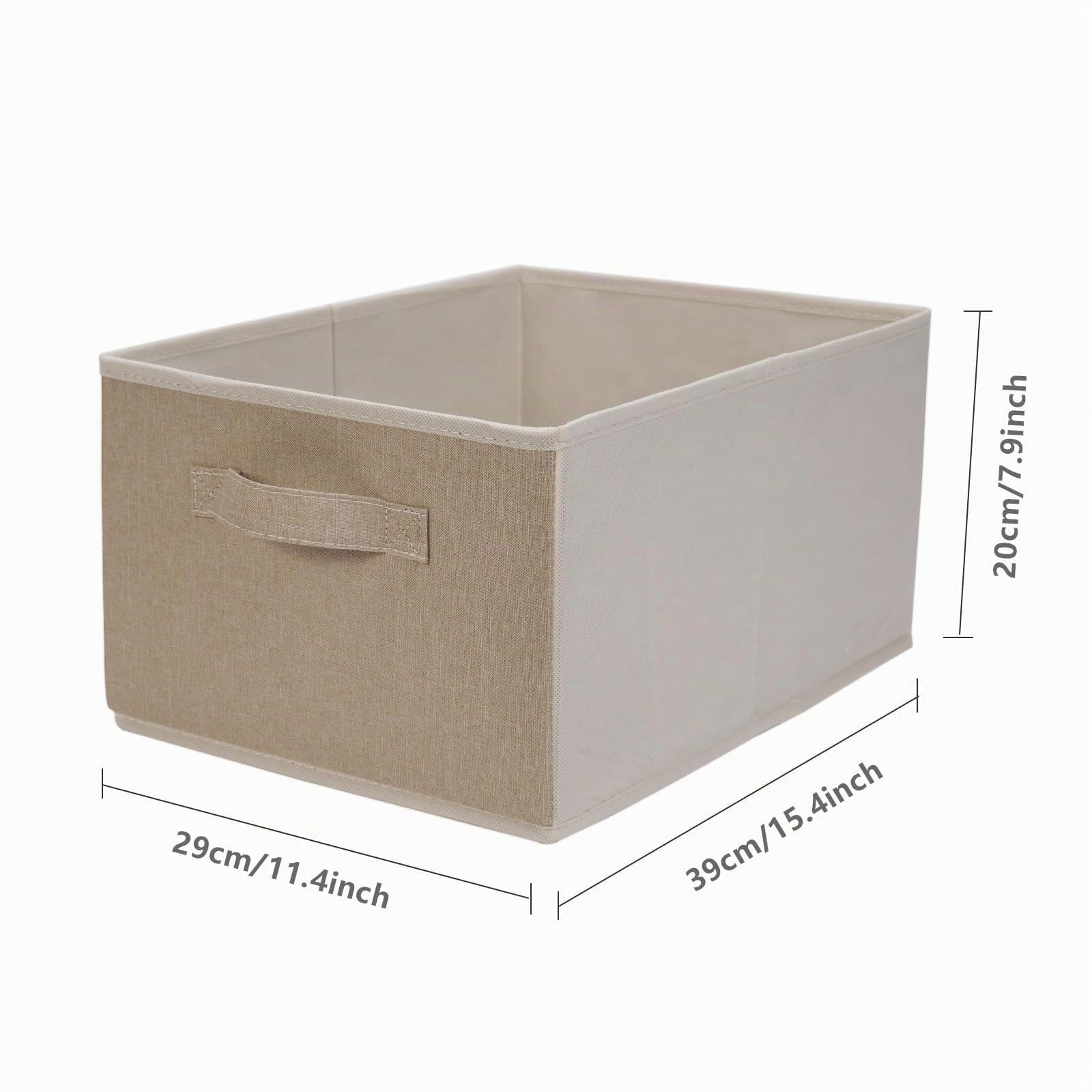 Set di 4 Scatole Portaoggetti,Contenitori Pieghevoli per Vestiti, Organizer Portaoggetti per Camera da Letto, Soggiorno (39 x 29 x 20 cm, Beige)