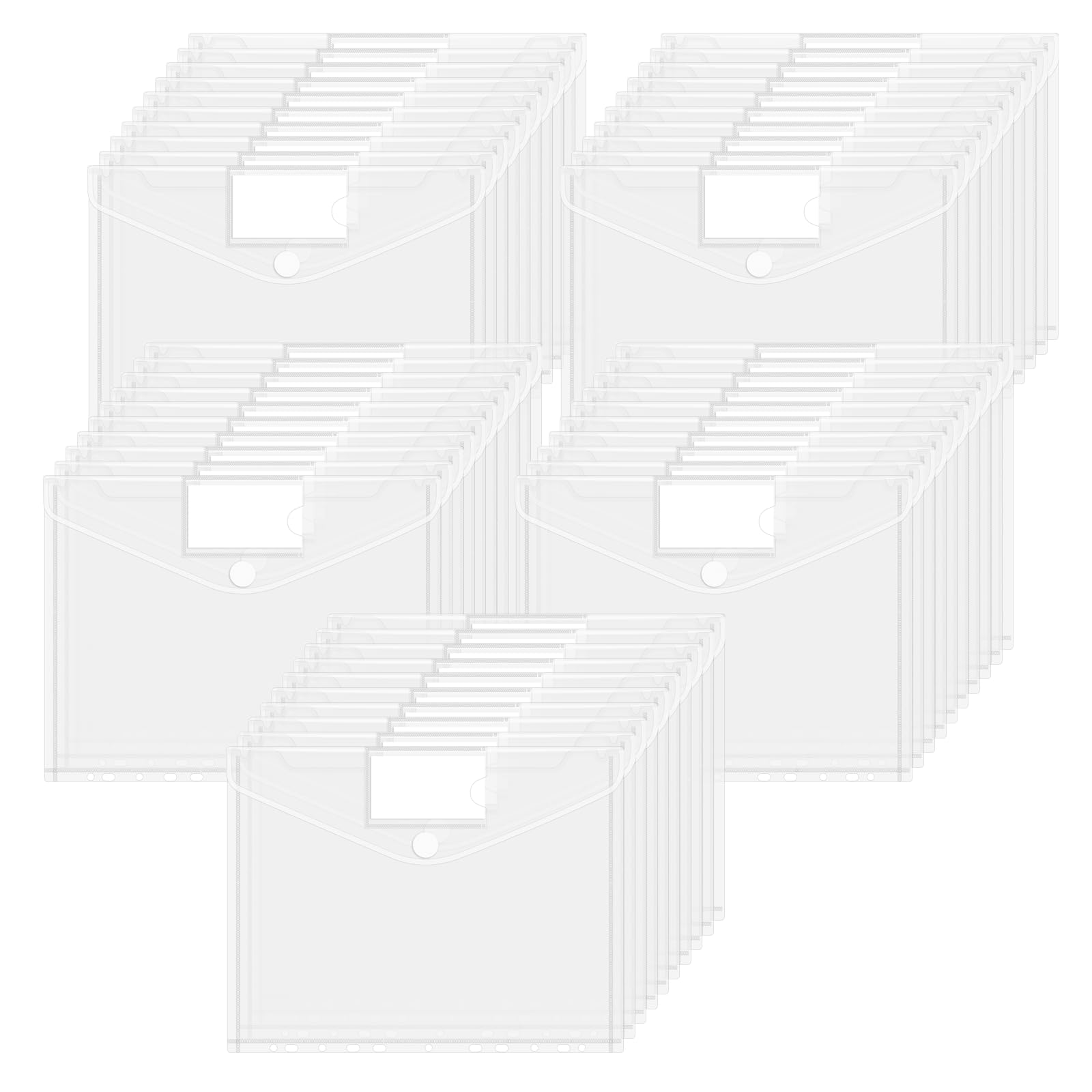 Busta Porta Documenti 50 Pezzo, Buste Con Bottone A4 con 11 Fori Preforati, Cartelline Trasparenti A4 con Etichetta, per organizzare i documenti d'ufficio