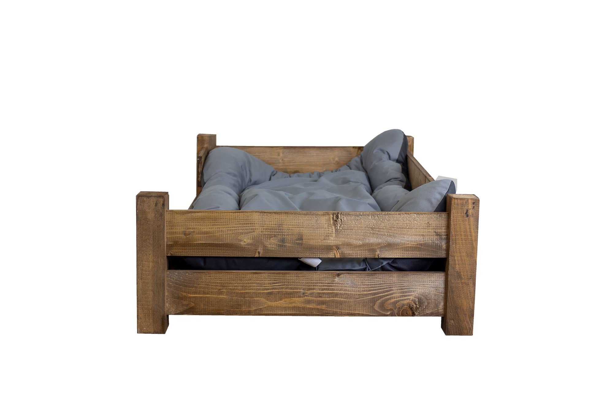 Kistenkolli Altes Land Hundekorb Winston XL aus Holz mit Kissen 100x60x25cm Hundekorb Hundekissen Schlafplatz Vintage Hundesofa (Palisander)