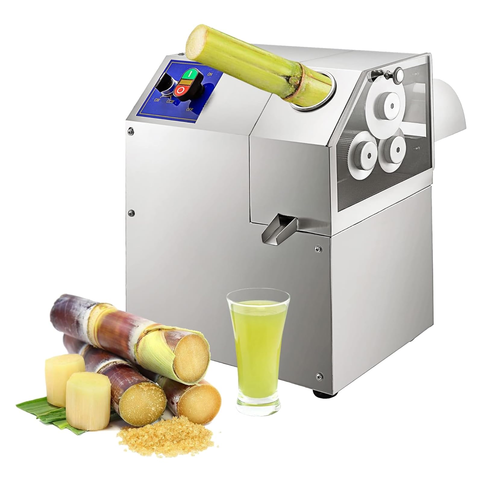 Commercial Sugar Cane Press Extractor 400W Electric Sugarcane Juice Machine Stainless Steel Extractor Squeezer Press with Three Roll