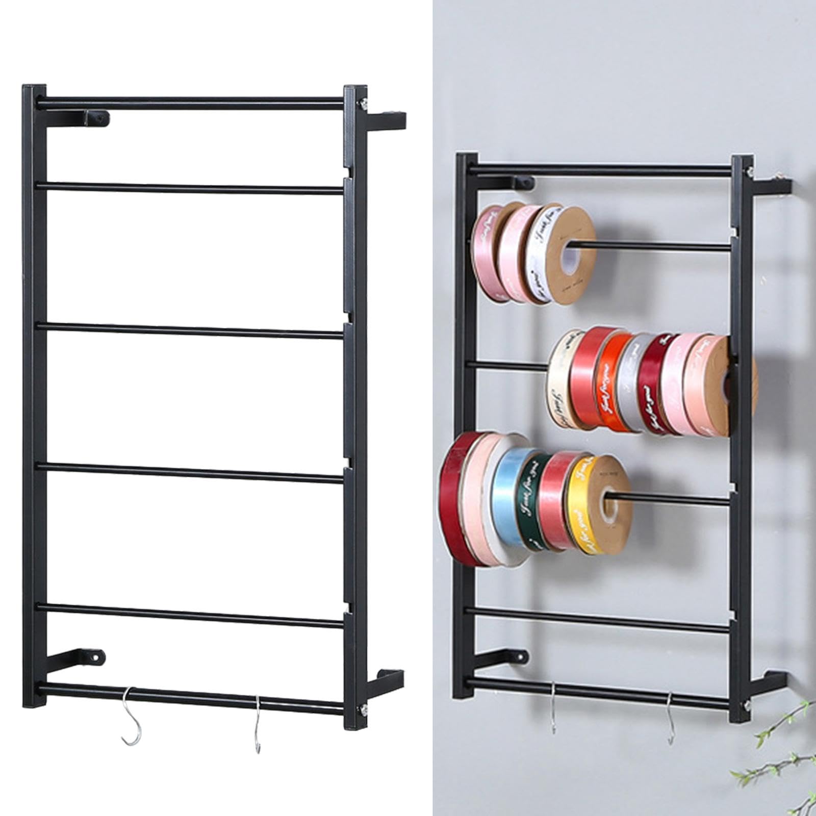 Supporto per Bobina di Filo, Espositore per Nastri con Ganci, Porta Filo da Appendere, Supporto per Nastri per Gioielli, Cucito E Artigianato, Nero 40 cm x 67 cm