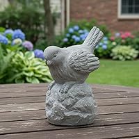 UrbanTrendsCollection Gray Concrete Bird Statue Outdoor Lawn Patio Decor - Small 4.5x3.75x7.5 Inch Figurine Sculpture