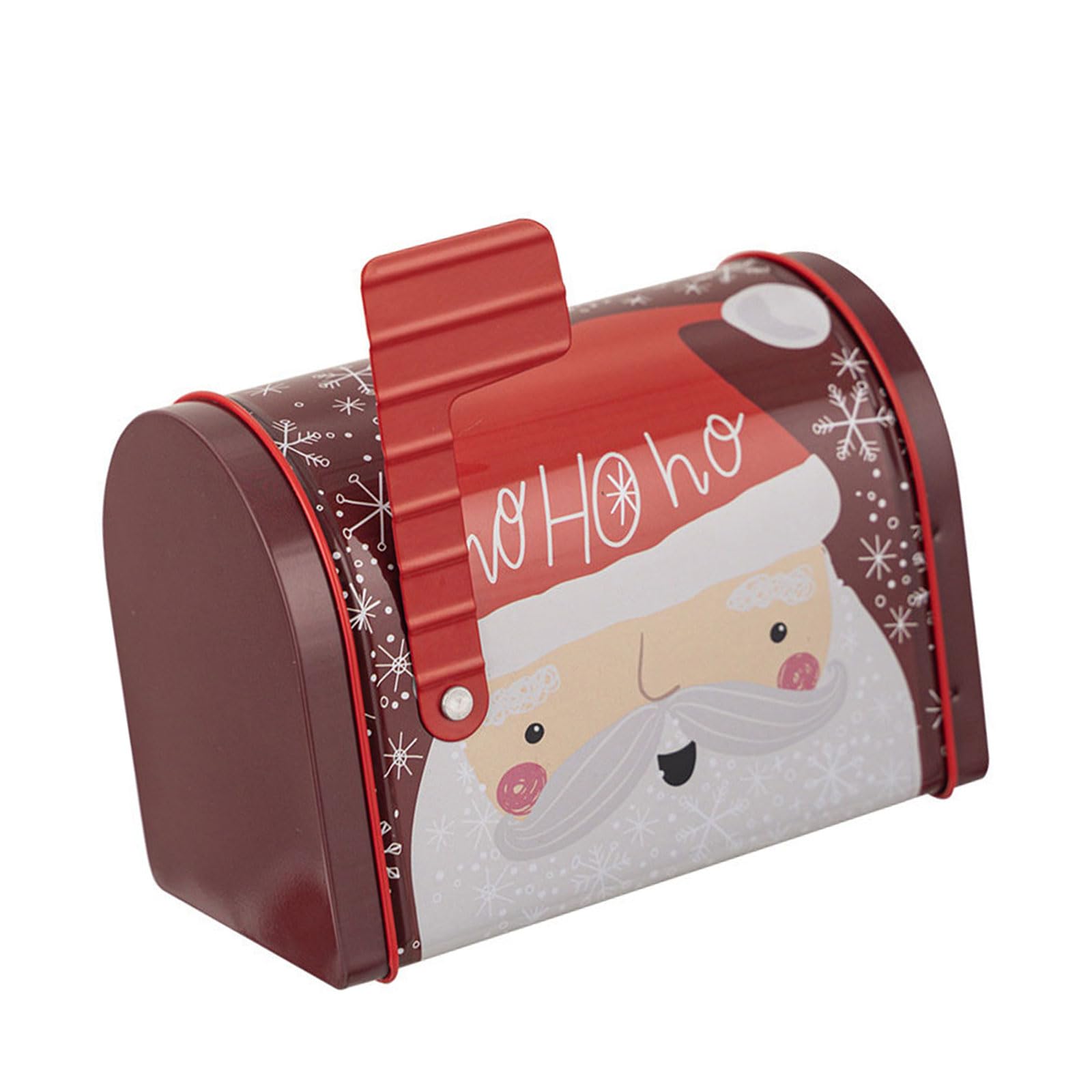 Hsioluted Tinplate Mailbox Shaped Candy Box Metal Small Decorative Cookie Tin Sweet Treat Container Christmas Party Supplies Christmas Candy Box