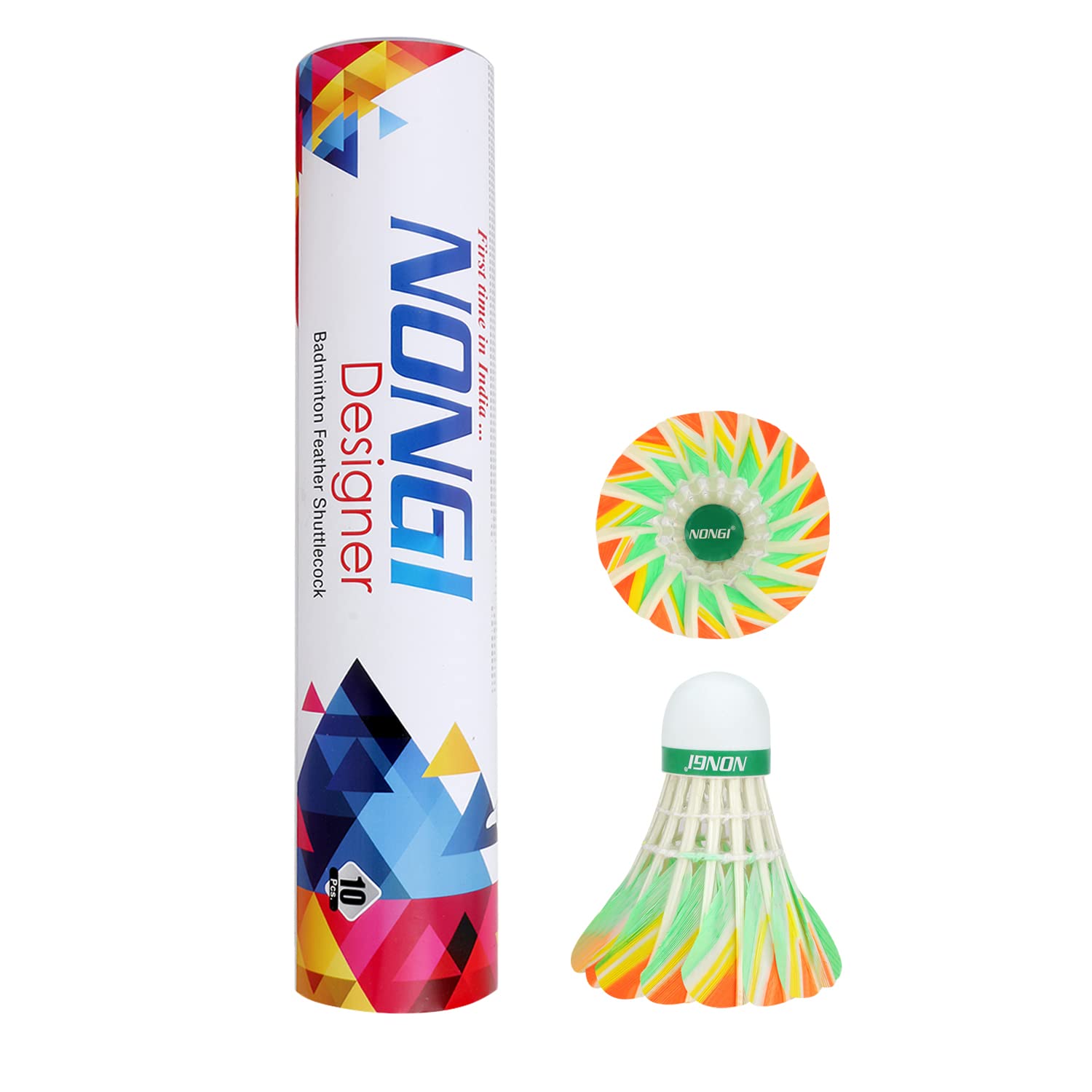 Nongi Designer Feather Badminton Shuttlecocks for Outdoor and Indoor Sports (Multicolor)