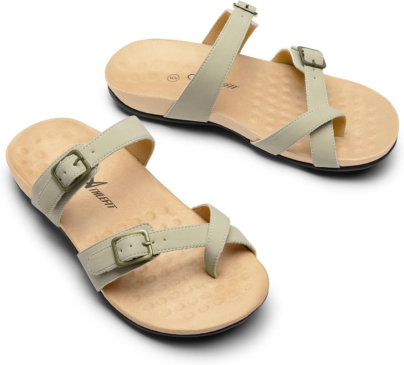 Athlefit Orthopedic Sandals for Women with Arch Support Adjustable Comfort Walking Orthotic Flip Flops - Image 6