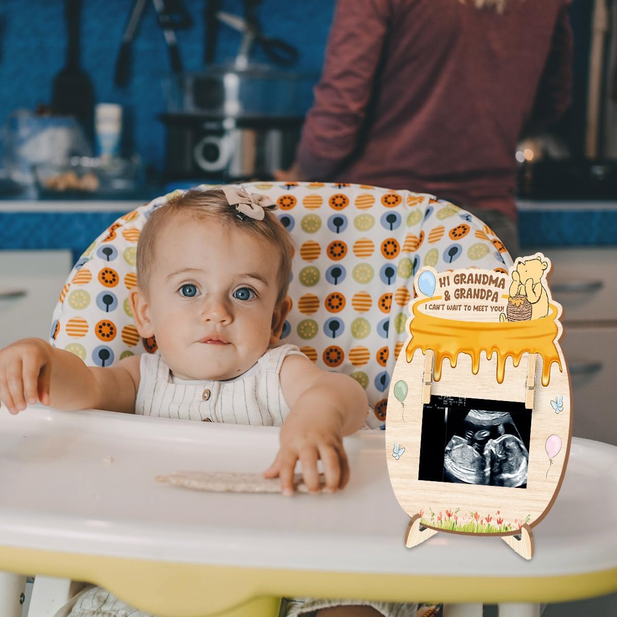 Baby Ultrasound Picture Frames, Winnie Sonogram Picture Frame for Grandparents, Pooh Baby Sonogram Picture Frame, Winnie Ultrasound Frame Grandparent, Wooden Keepsake Announcement for Grandma Grandpa