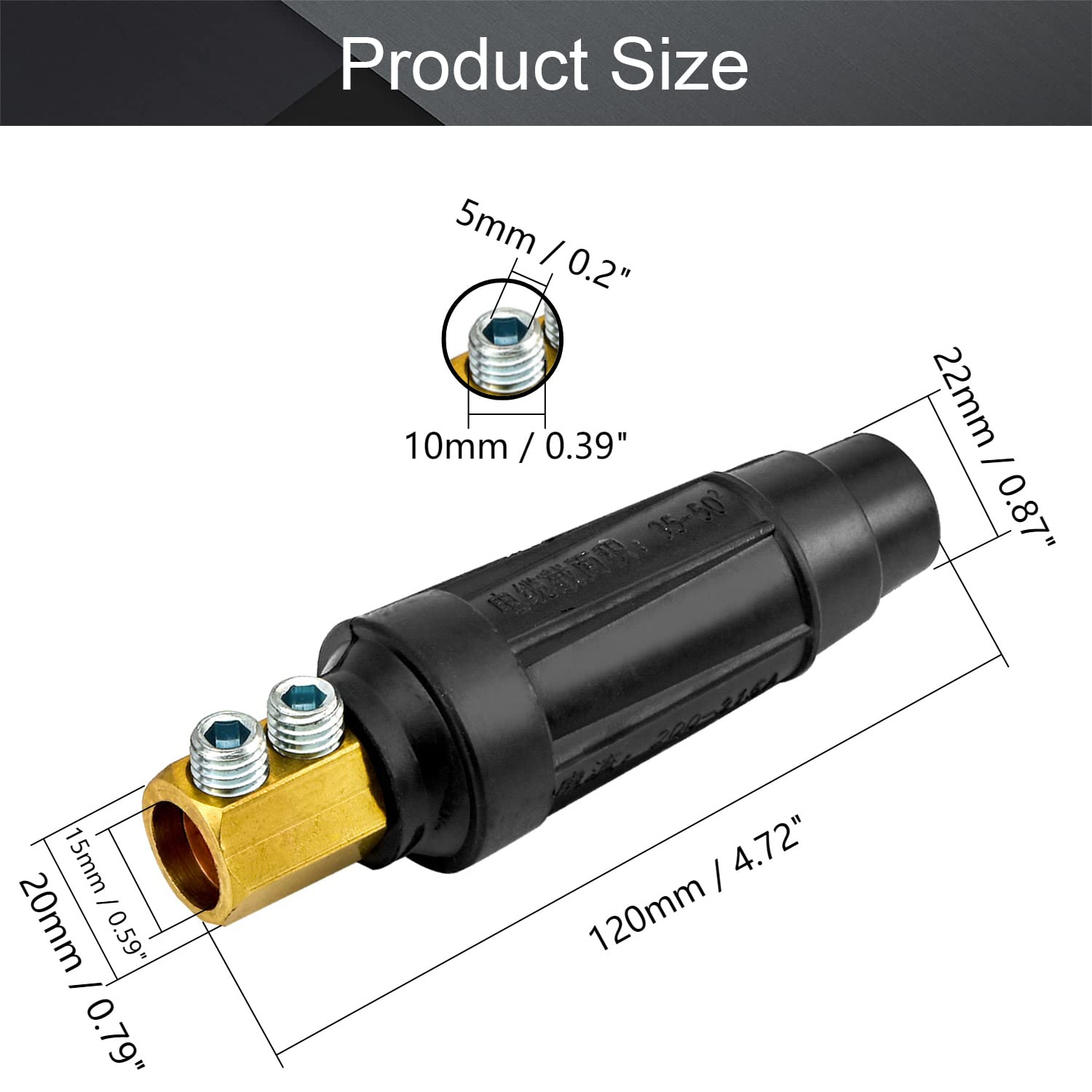 2-Pack DKJ35-50 Welding Cable Panel Connector Sockets – 315A, For 35-50mm² Cable