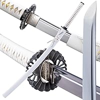 Vista 9 de Katana Sword, Handmade Samurai Sword 9260 Spring Steel - Plum Blossom Design, Full Tang & Clay Tempered - Ideal for Training, Practice, Collection &