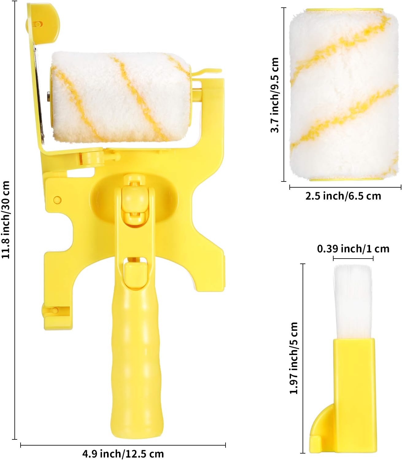 Paint Edger Roller Brush Multifunctional Hand-Held Clean-Cut Paint Edger Roller Brush Paint Edger Combo Kit with Extra 1 Replacement Roller 1 Brush for Home Room Wall Ceiling Indoor Outdoor Painting