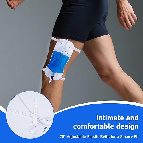 Miniatura 4 de Bolsas para patas de catéter de 33.8 fl oz, bolsa de drenaje urinario para hombres y mujeres con válvula antirreflujo, tubo de 18 pulgadas y correas