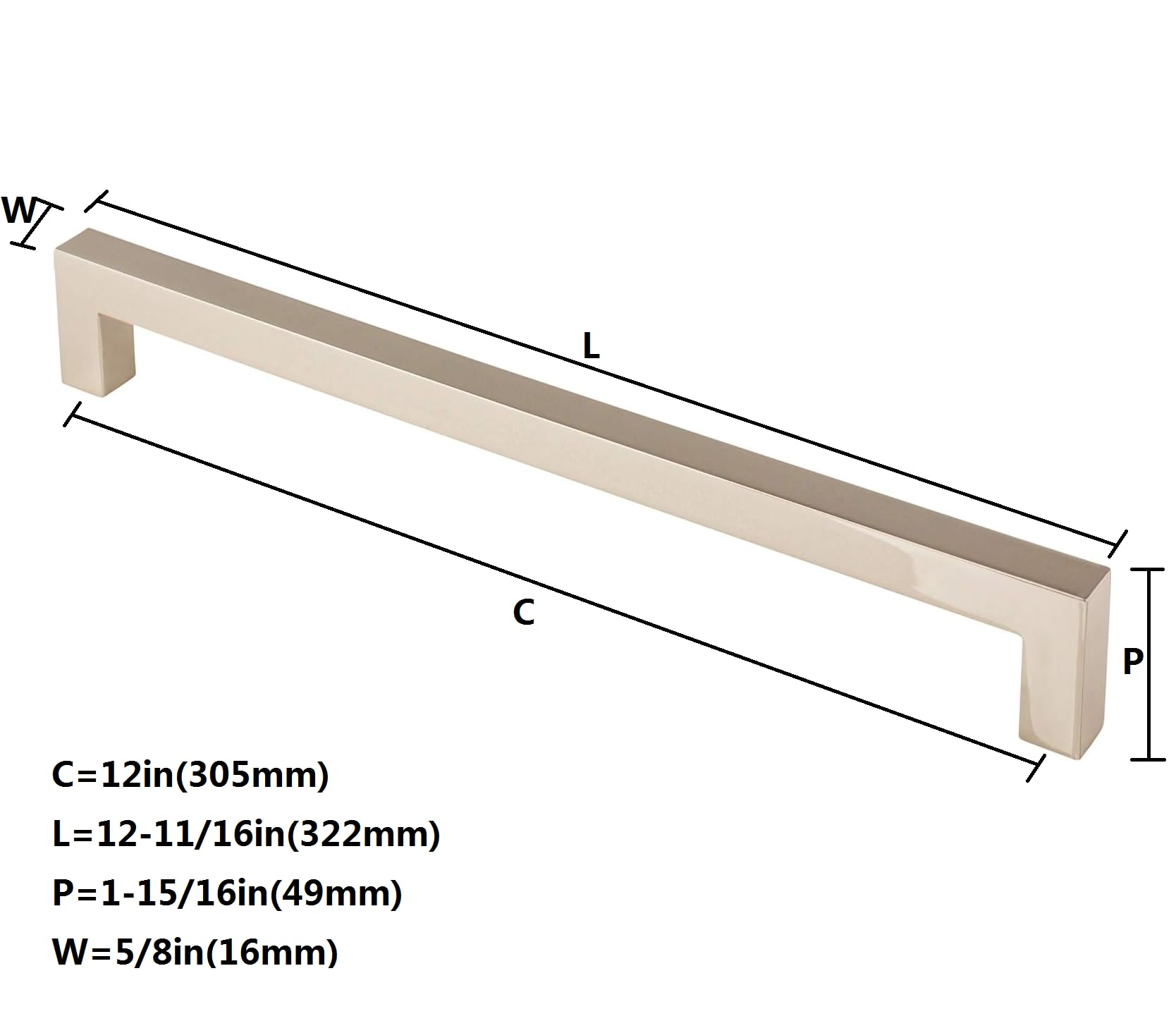 KHTUMEWARE-207 Polished Nickel Appliance Pulls CTC 12 in (305 mm) in Polished Nickel — KHTUMEWARE