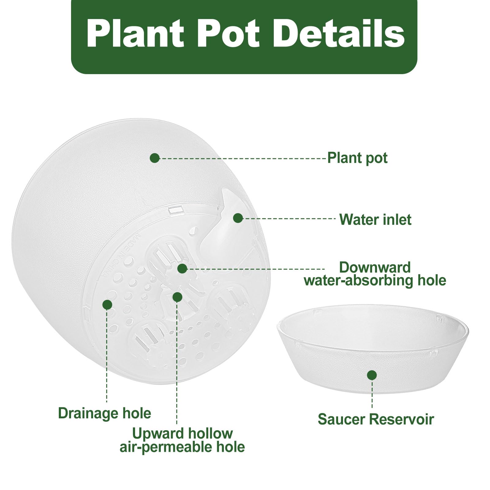 Snapklik.com : IWNTWY Plant Pots 6 Inch Set Of 10, Clear Self Watering ...