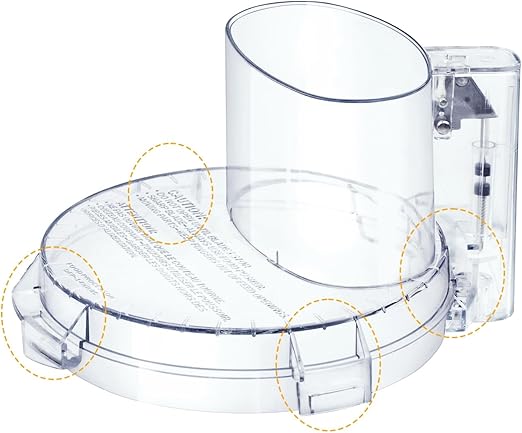 4 Locking Tabs DFP-14NWBCT1 Replacement Clear Food Processor Work Bowl Cover, Compatible with Cuisinart Tritan food Processor Only fits Bowl DLC-005AGTXT1,Fits Model DFP-14, DFP-14BCN, DFP-14BCHN