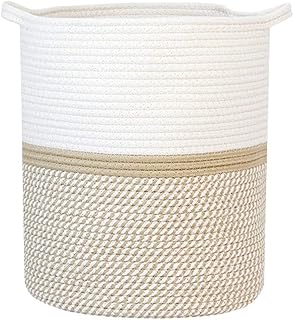 Cotton Woven Basket extra large storage bin woven hamper Blanket Storage Basket Rope Basket Bin kid toys animal toys Pet Toys Bin child foldable cotton thread Organizer white