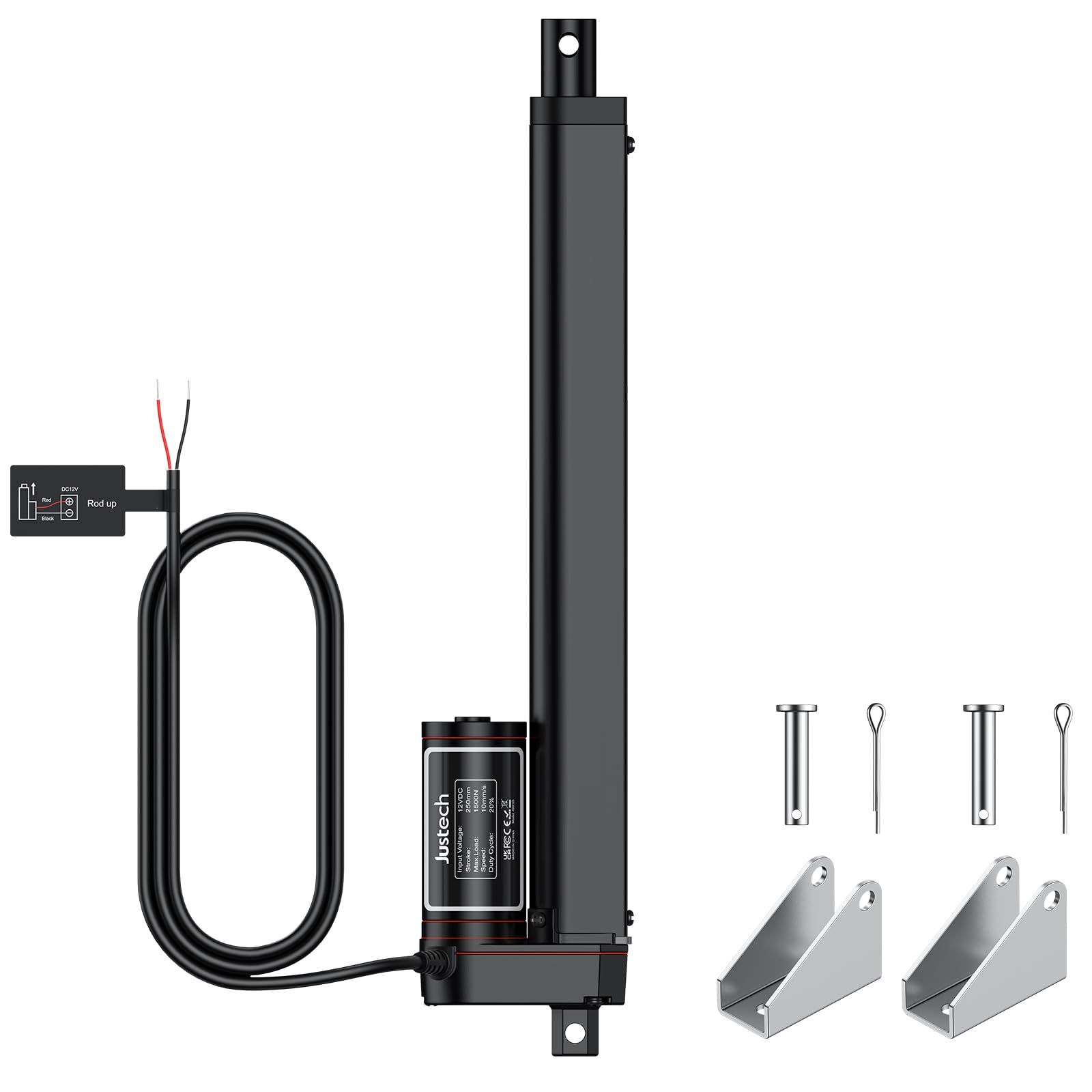 Justech 330LBS/1500N-12inch/300mm 12V Linear Actuator with Bracket, Black — Amazon image 13