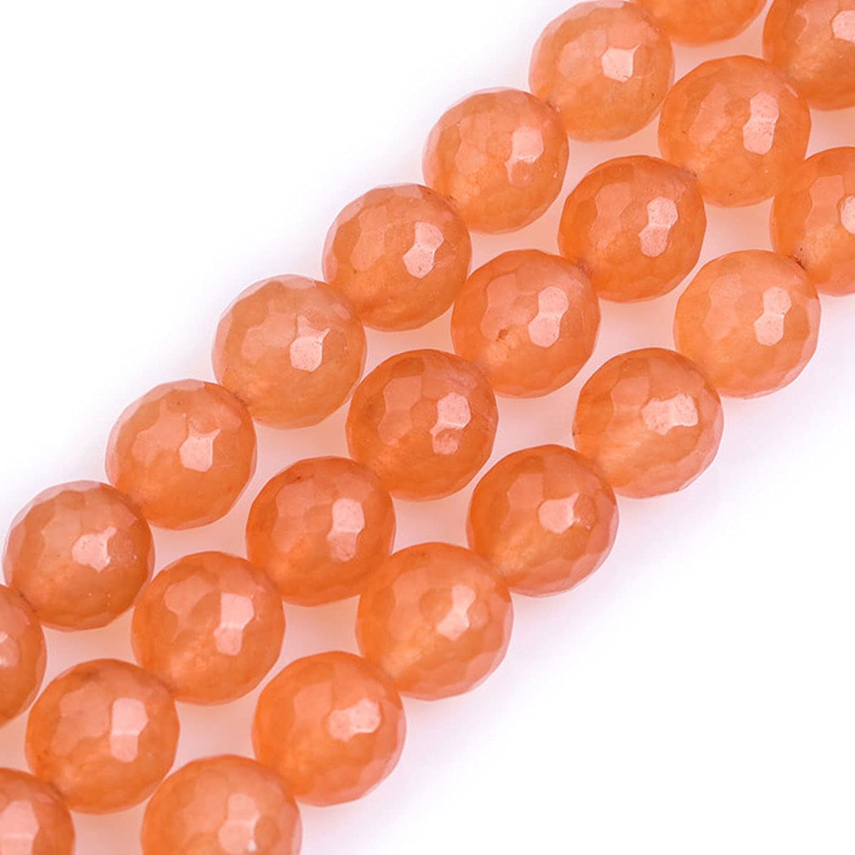 Gem-Inside 12mm Faceted Orange Jade Natural Gemstone Round Semi Precious Loose Beads for Jewellery Making 15" Strand
