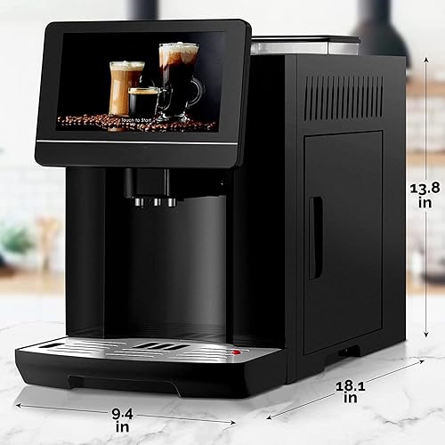 Vista 8 de BRAMOV Máquina de café espresso súper automática, duradera y automática con molinillo, cafetera espresso con pantalla táctil de 7 pulgadas fácil