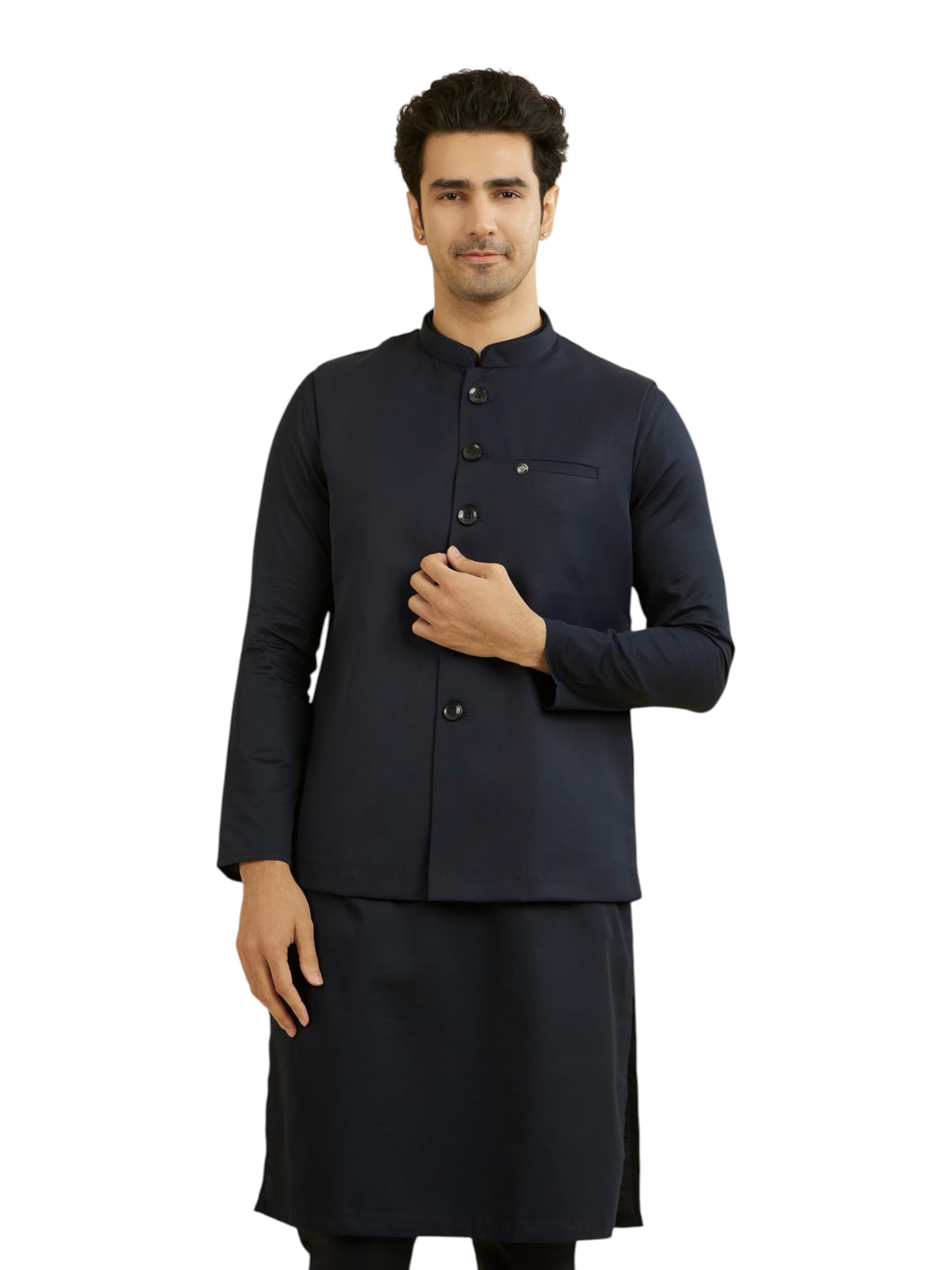 manyavar Men's Blended Rayon Self-Design Traditional Waistcoat (1pc)-picture-23