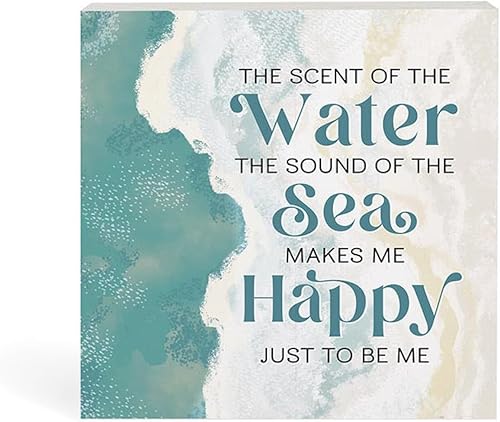 P. Graham Dunn Coastal Collection Wood Word Block Decor, Scent of Water, 5.5" x 