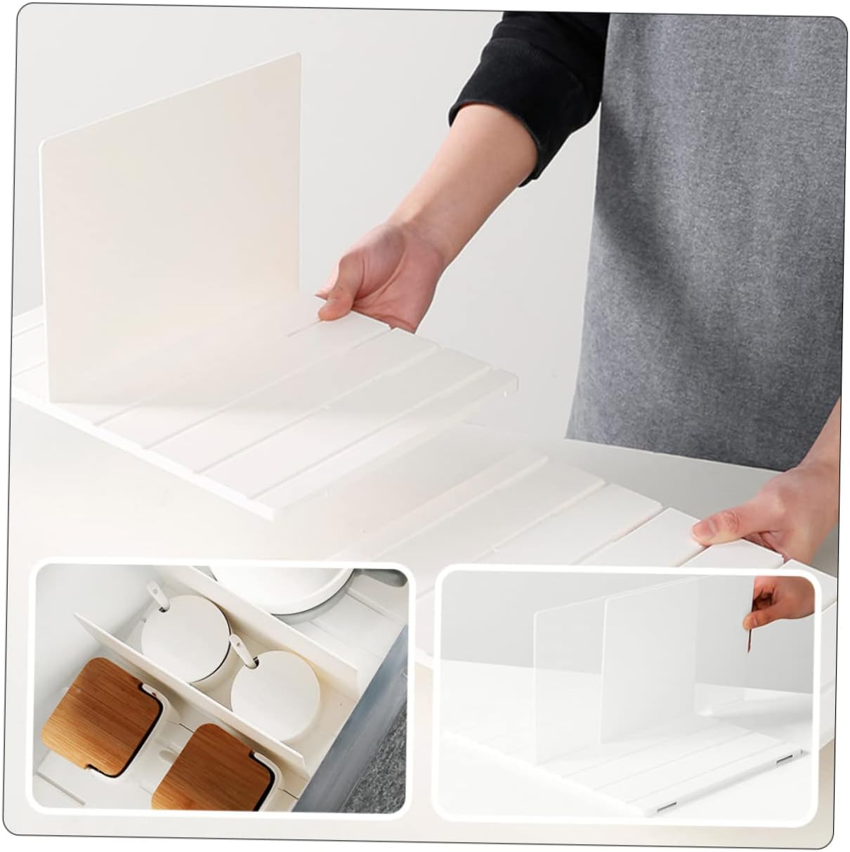1set Multipurpose Drawer Dividers Organizer for Home Closet Dresser and Kitchen Stylish White Storage Partitions to Keep Items Tidy and Organized