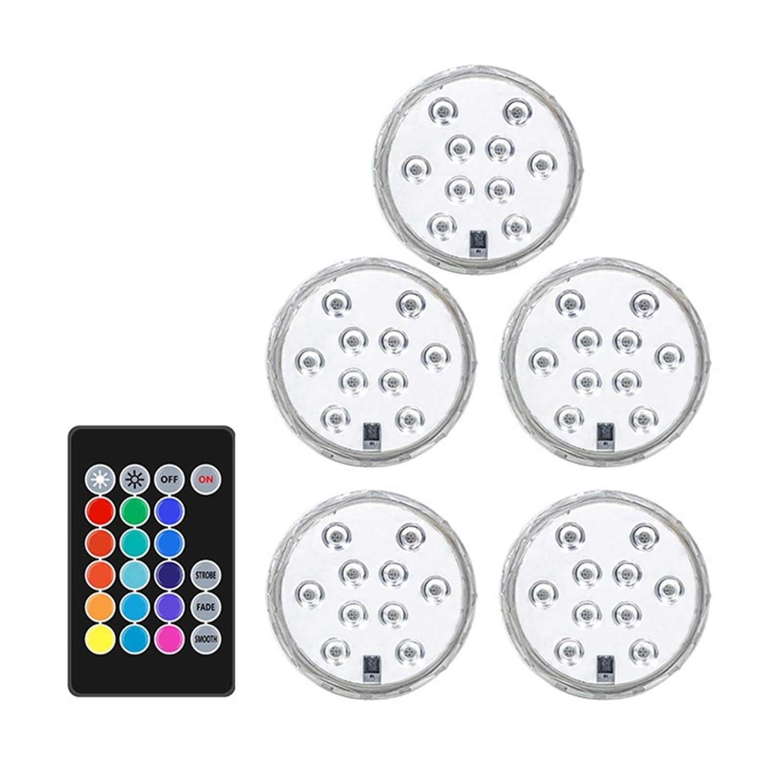 Lampa LED Do Zanurzania W Basenie Wodoodporna Podwodna Lampka Nocna RGB Światło Basenu Wielokolorowa Wazonowa Wystrój Weselny Tworzenie Atmosfery(5 Lamp 1 controller)