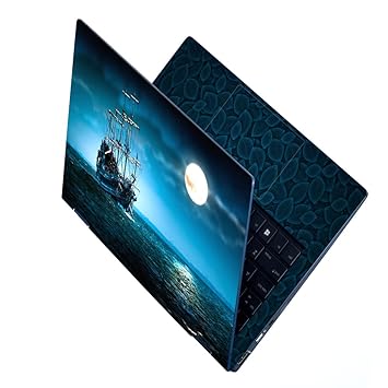 Techfit Full Body Laptop Skin Sticker for 14 to 15.6 inch Laptop No Residue, Bubble Free - Boat Blue Shaded Nature