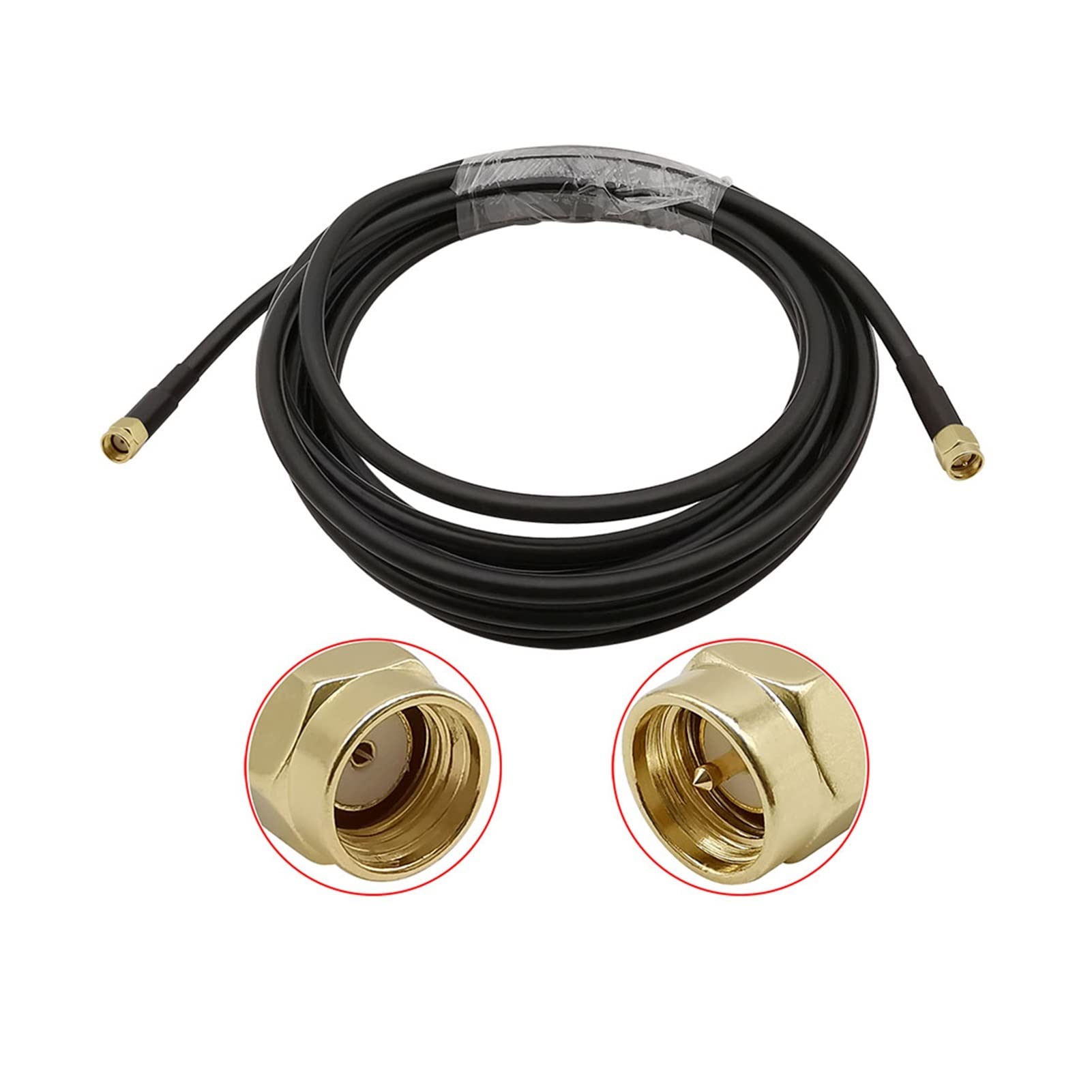Demasiado Kabel przedłużający SMA RP SMA wtyczka męska SMA do wtyczki męskiej SMA RF złącze koncentryczne przedłużacz anteny RG58 LMR195 LMR200 (kolor: 1 m, opakowanie: LMR195)