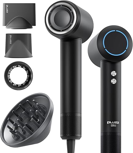 Miniatura 10 de PLUZZ Secador de Pelo Profesional con Difusor para Cabello Rizado, Secador de Soplado Iónico Negativo de 400M para Secado Rápido, Motor Sin