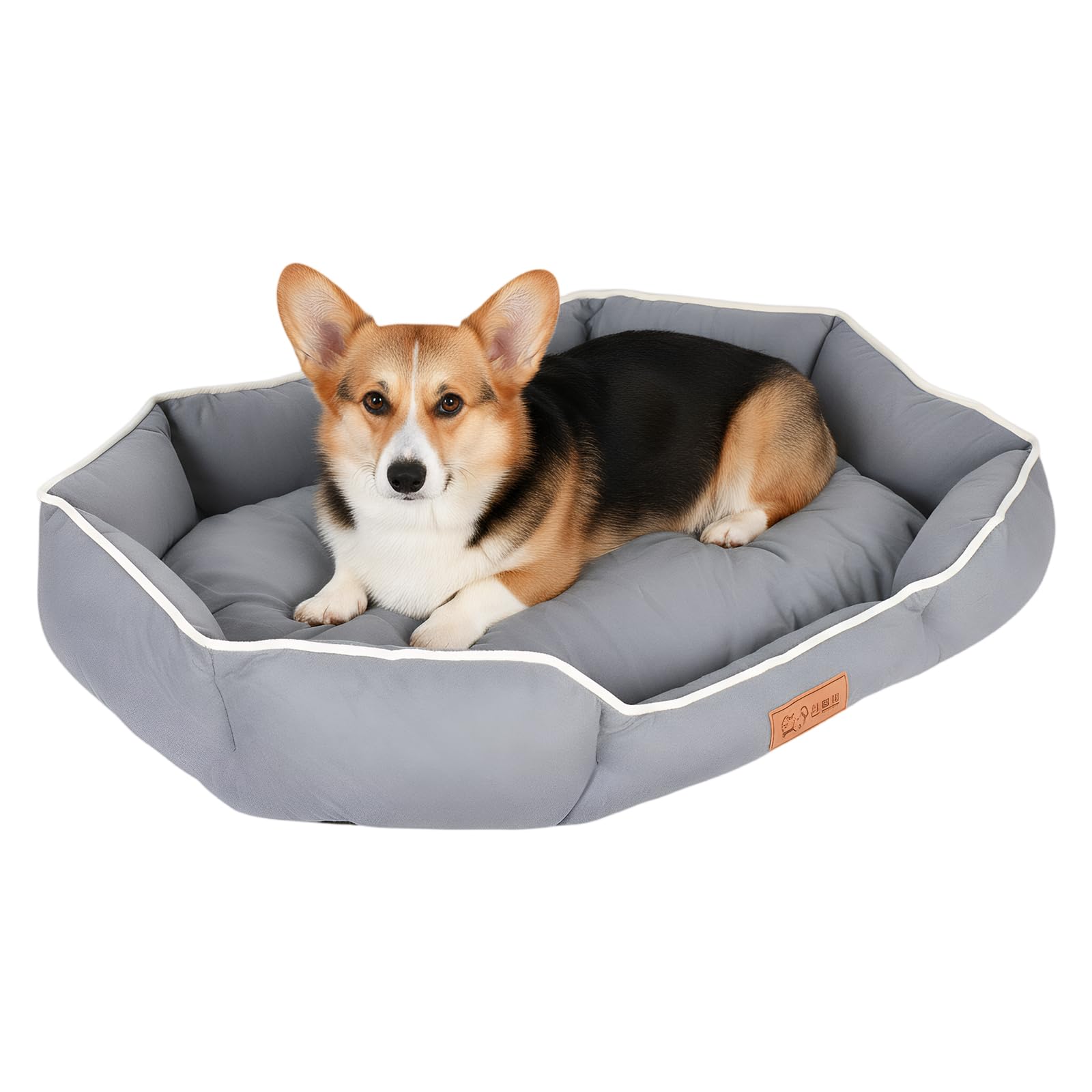 Luxvara Dog Pet Bed Washable, PP Cotton Rectangle Pet Bed Grey Super Soft Puppy Beds Orthopedic Bed for Small Medium Dog Cat Pet (M (50 x 38 x 11 cm) without bottom fasteners)