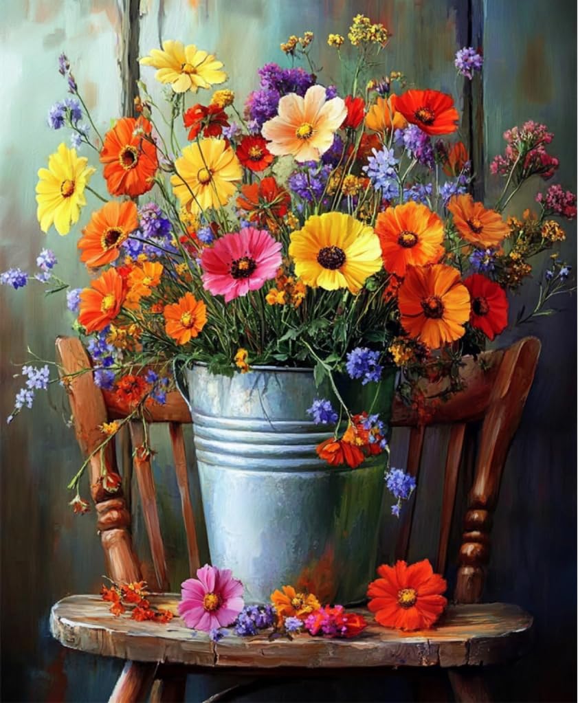 FanZheZhe 11Ct Cross Stitch Kits，Count Counted Stamped Pre Printed Cross Stitch Embroidery Kits for Adults Beginners Starter Advanced Easy Crossstitch Beautiful Flowers 11Ct50X70Cm