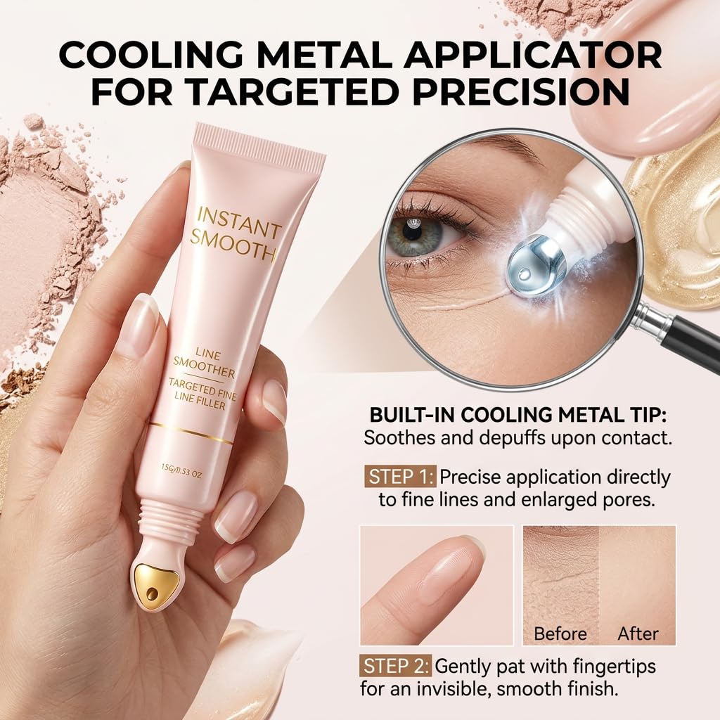 Line Smoother Fine Line Blurring Primer, Instant Smooth Line Smoother, line smoother Instant Smooth Line Filler Formula with Vitamin C Niacinamide Hyaluronic Acid, Lightweight Twist-Up Design (1 Pcs)