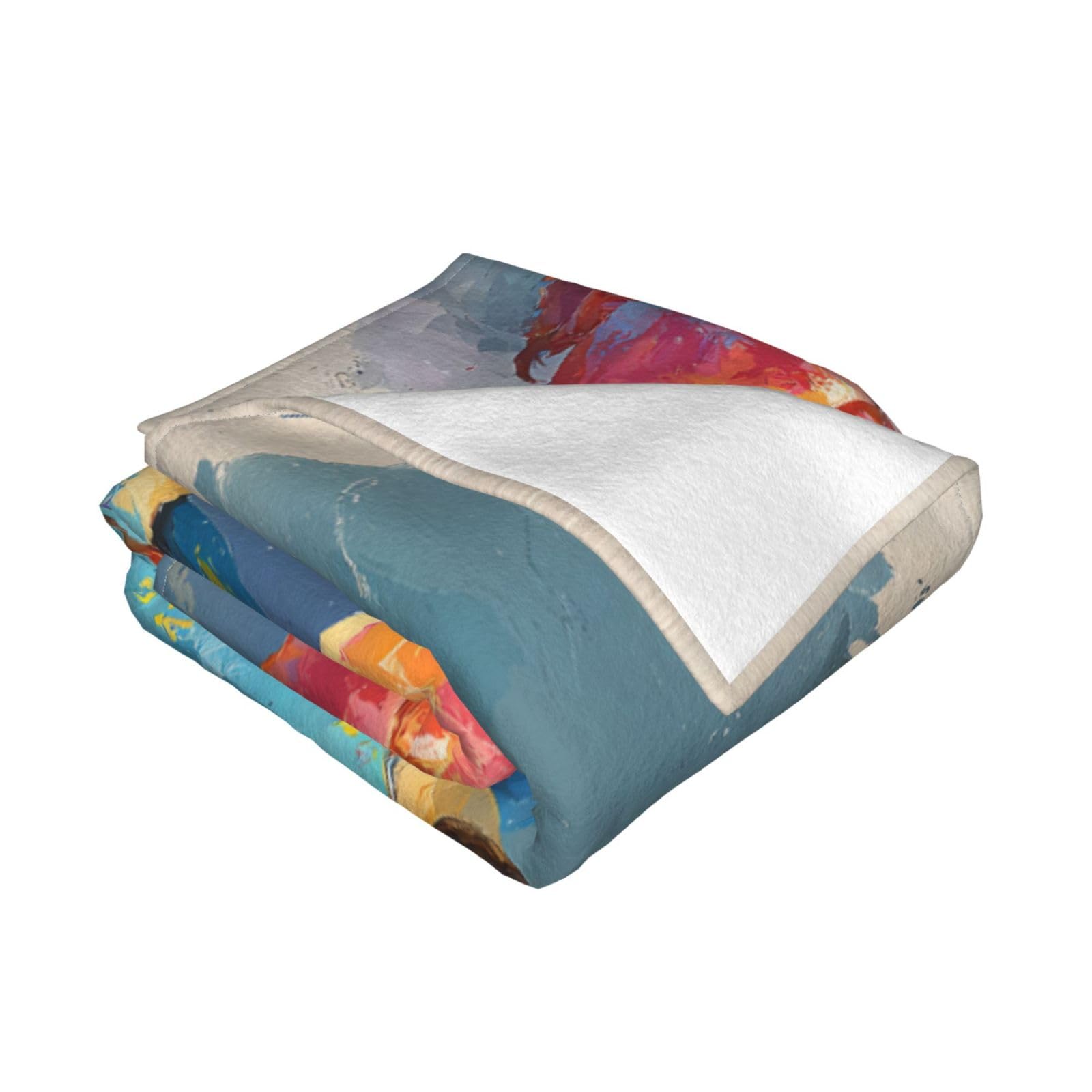 Manta de viaje portátil de 80 x 60 pulgadas, suave, resistente a las arrugas, plegable, exquisito estampado de cangrejo con pulgares hacia arriba