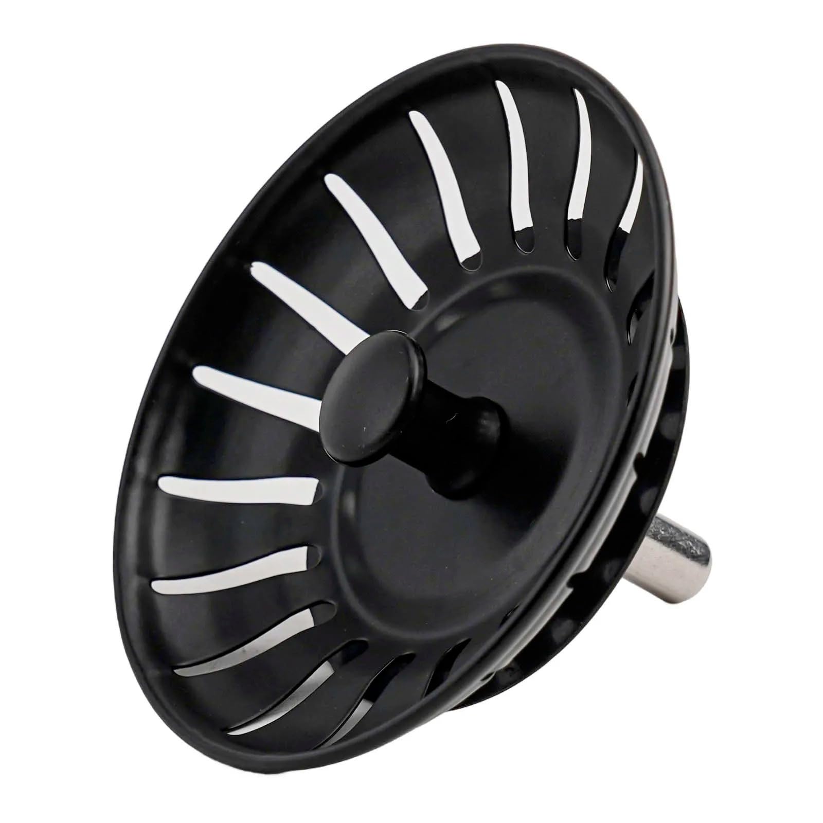 Tappo per lavello in acciaio inox 304, nero, 8 cm, tappo di scarico per cucina e bagno, con guarnizione in gomma