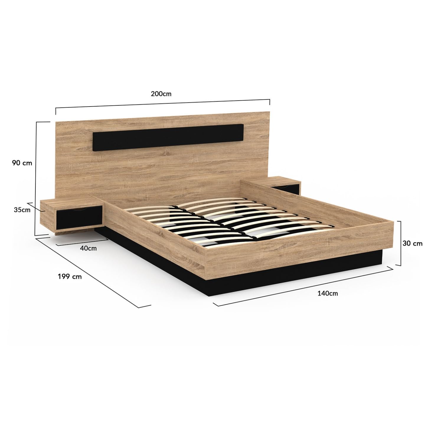 IDMarket Letto Matrimoniale Scandinavo BALTA | Tessuto Grigio Chiaro | 140x190 Cm | Design Accogliente